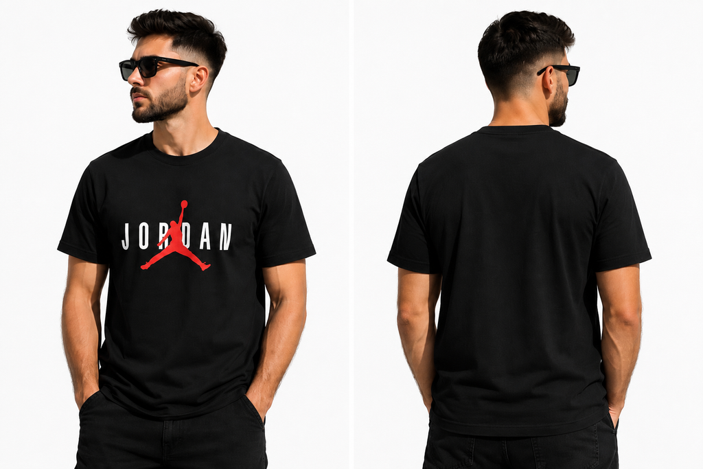 Jordan Tricou Negru Logo Roșu