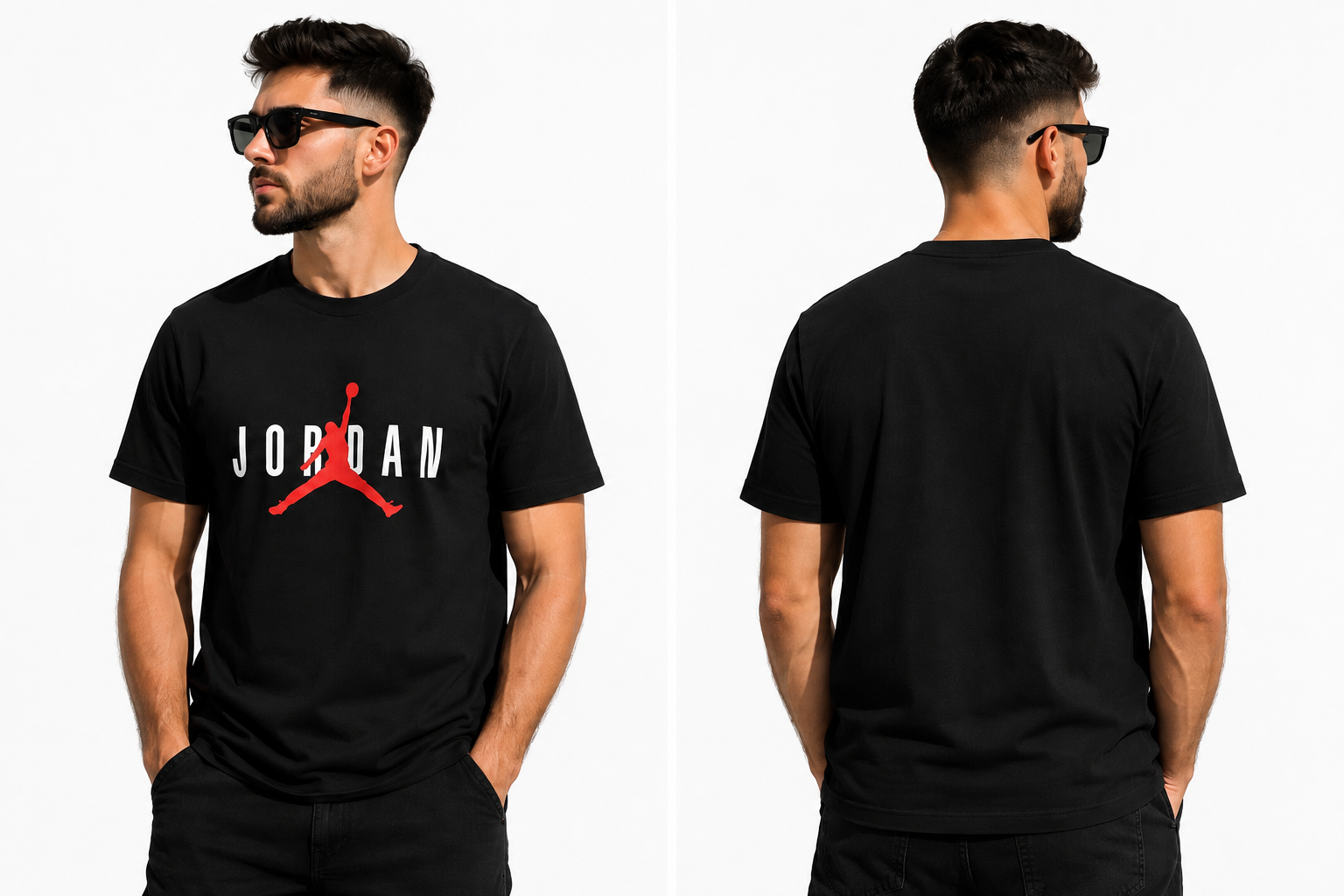 Jordan Tricou Negru Logo Roșu