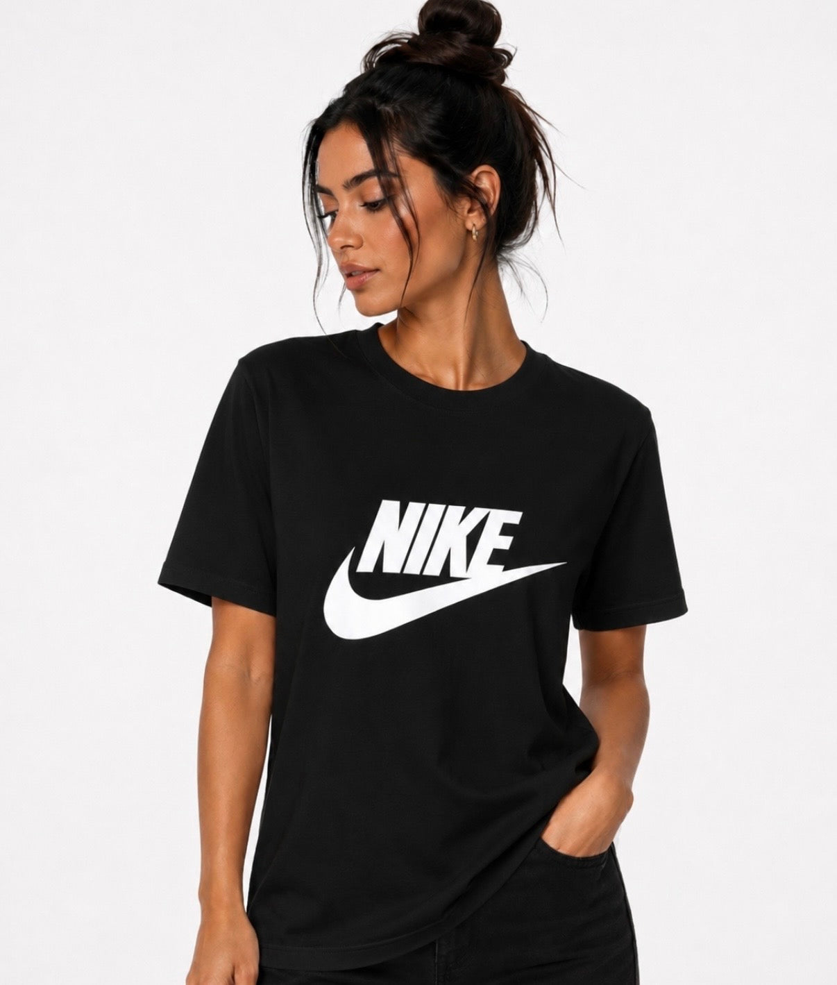 Nike Tricou Damă Negru Logo Alb