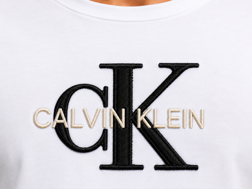 Calvin Klein Tricou Alb Bărbați – Logo Brodat CK