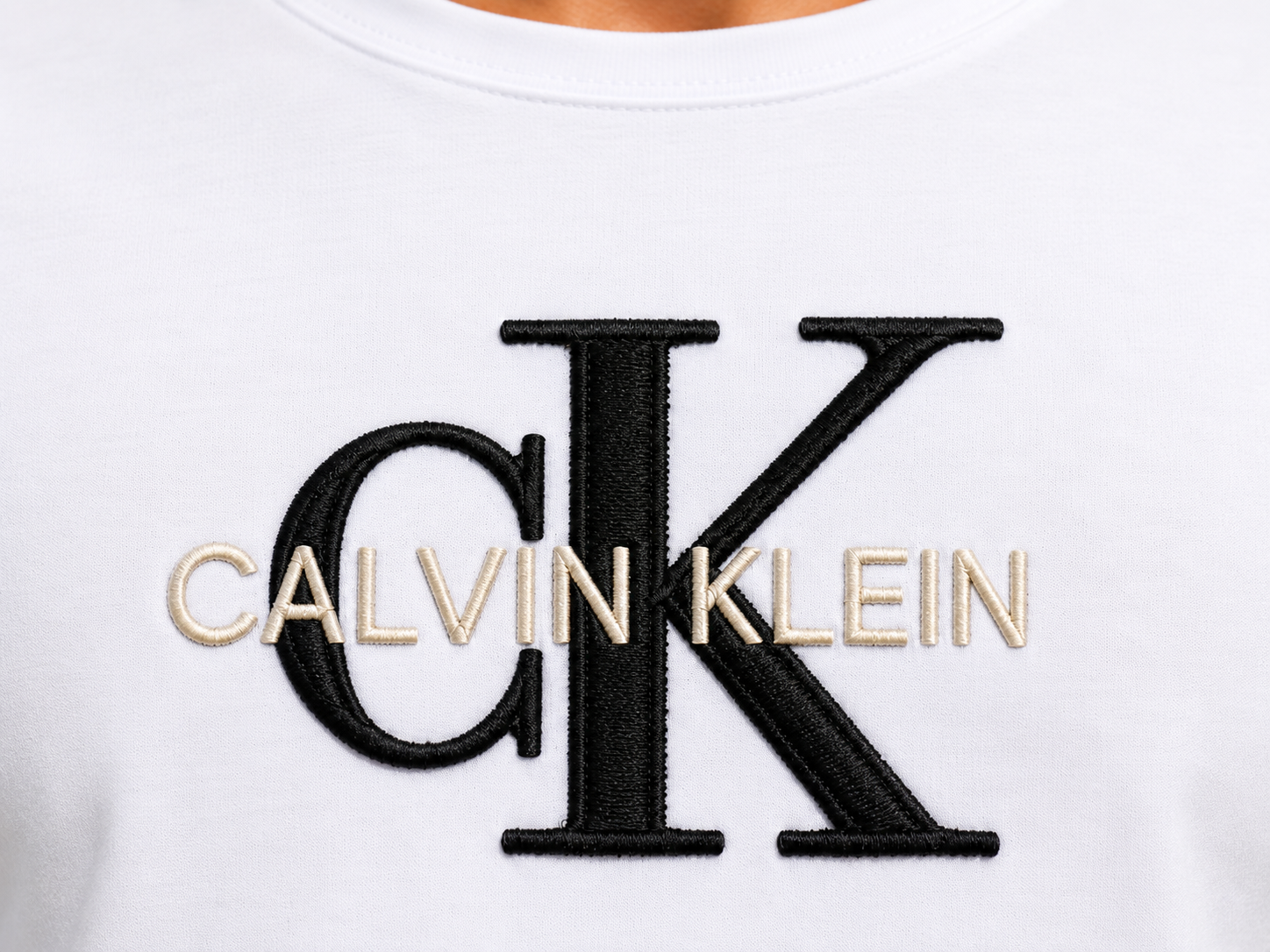 Calvin Klein Tricou Alb Bărbați – Logo Brodat CK