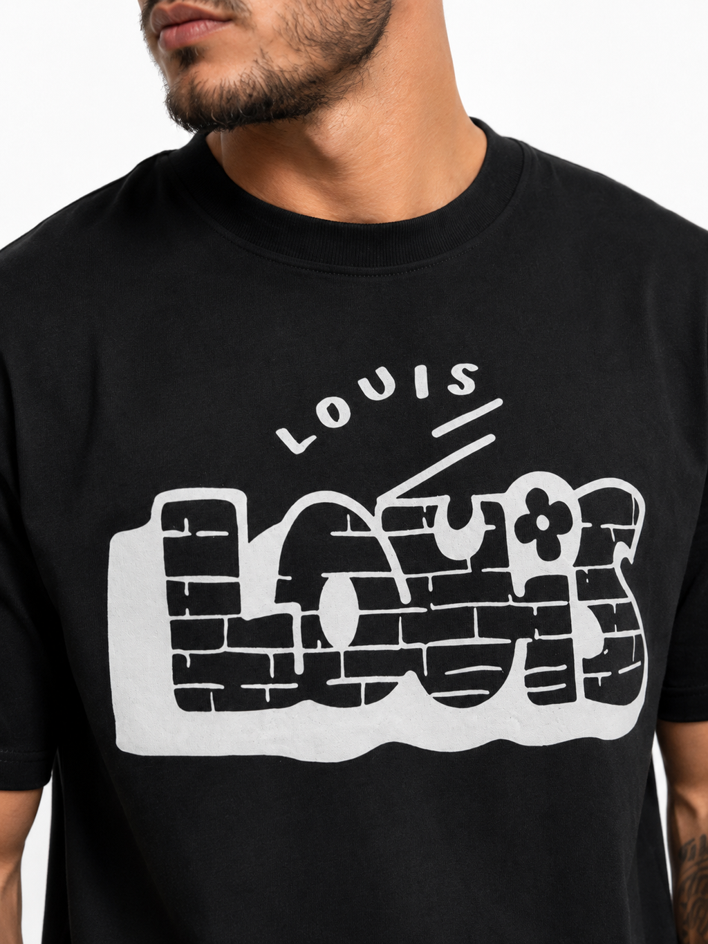 Louis Vuitton Tricou Bărbați Negru din Bumbac Premium
