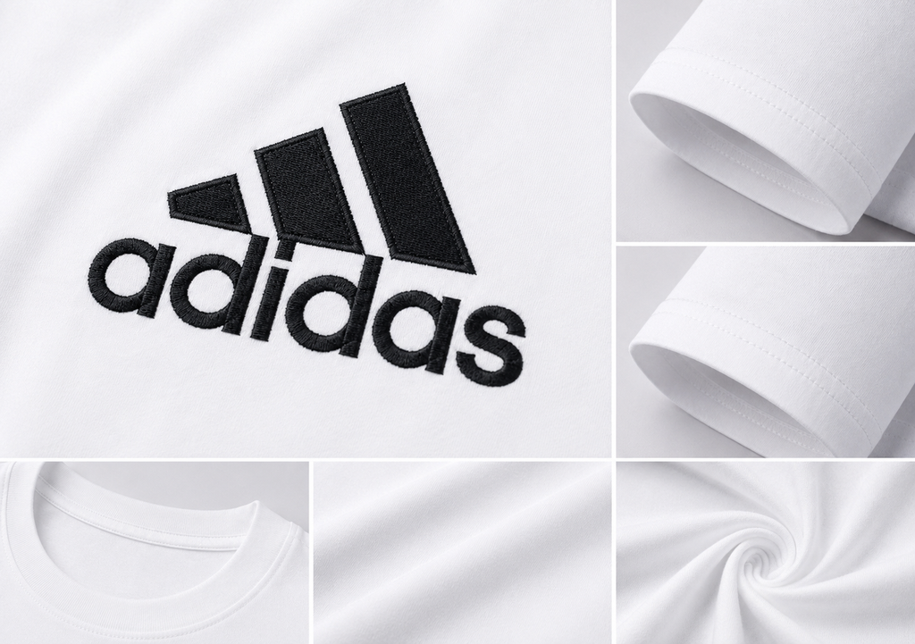 Adidas Alb cu Logo Cusut