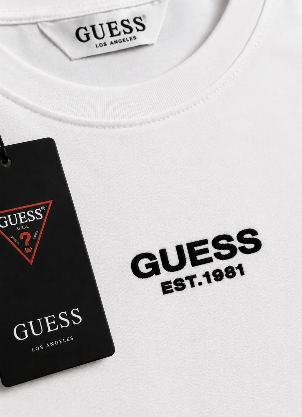 Guess Tricou Alb Bărbați Logo Est.1981