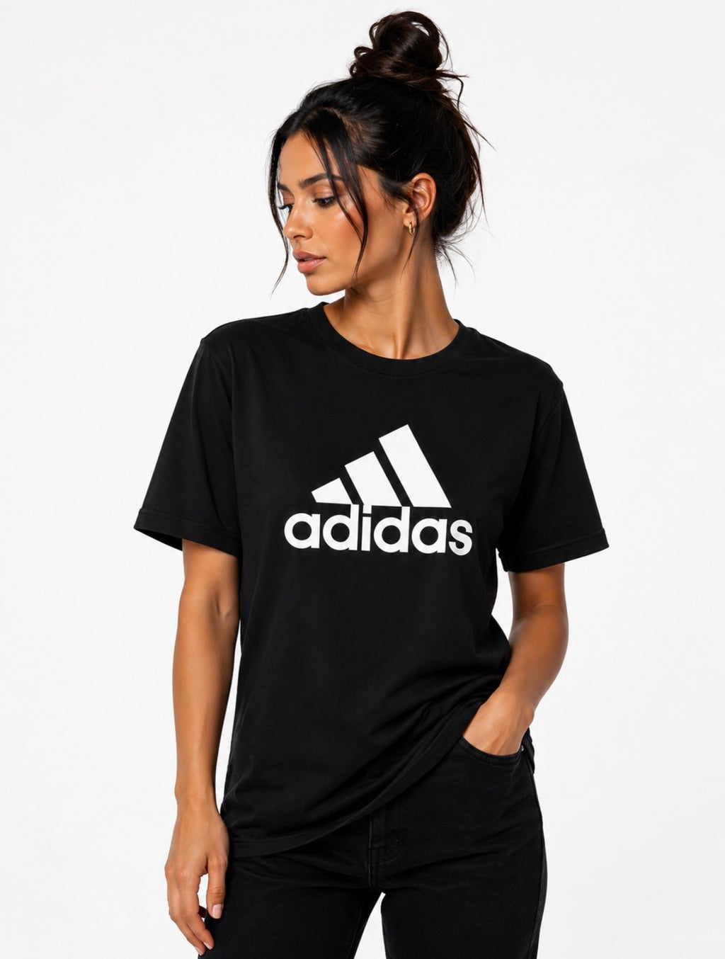 Tricou Negru Adidas Logo – Damă