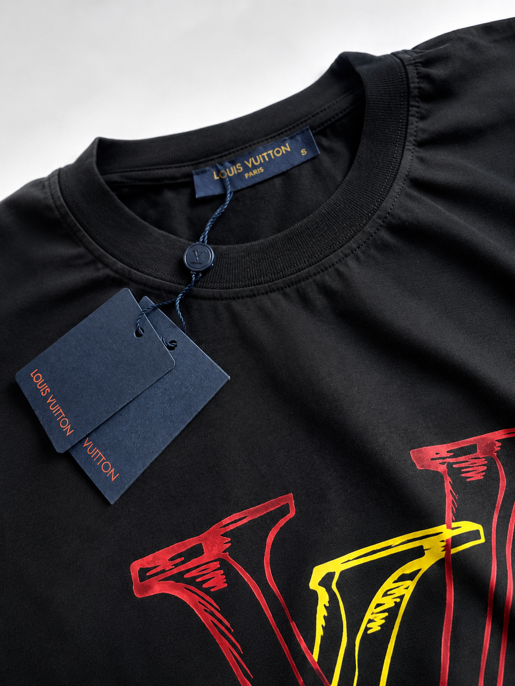 Louis Vuitton Tricou Bărbați Negru din Bumbac Premium