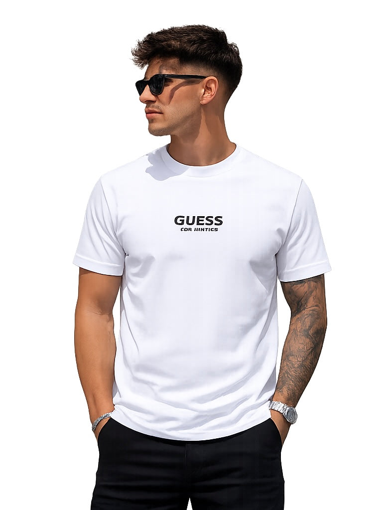 Guess Tricou Alb Bărbați Logo Est.1981