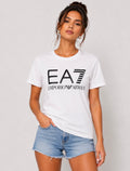 EA7 Tricou Damă Alb Logo Negru