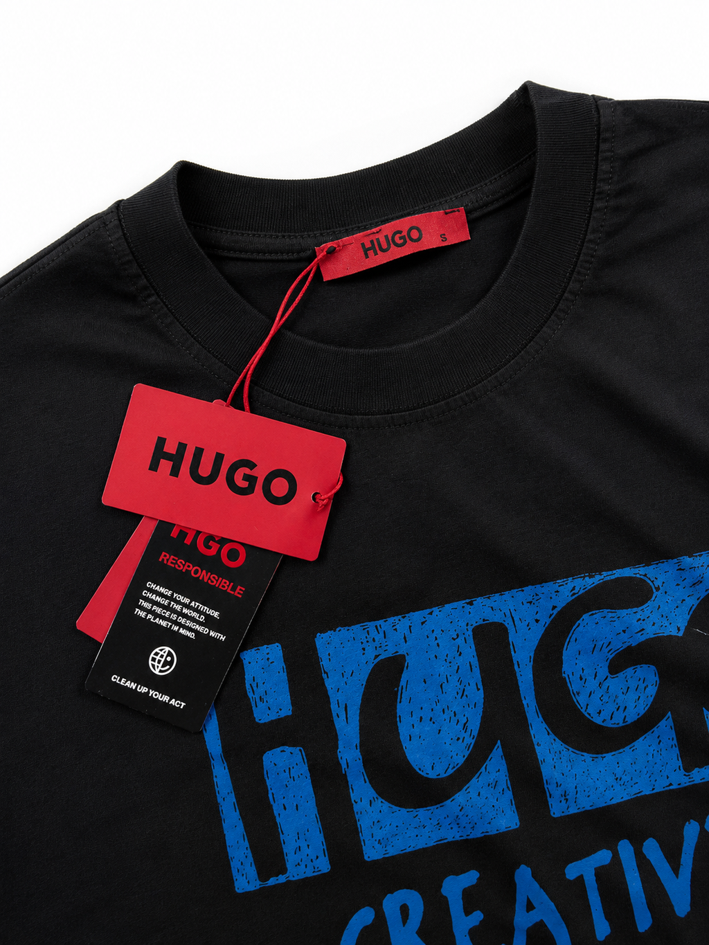 Hugo Tricou Bărbați Negru din Bumbac Premium