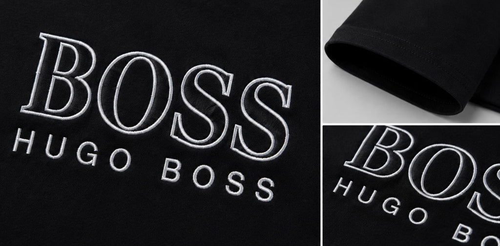 Boss Tricou Negru Logo Alb