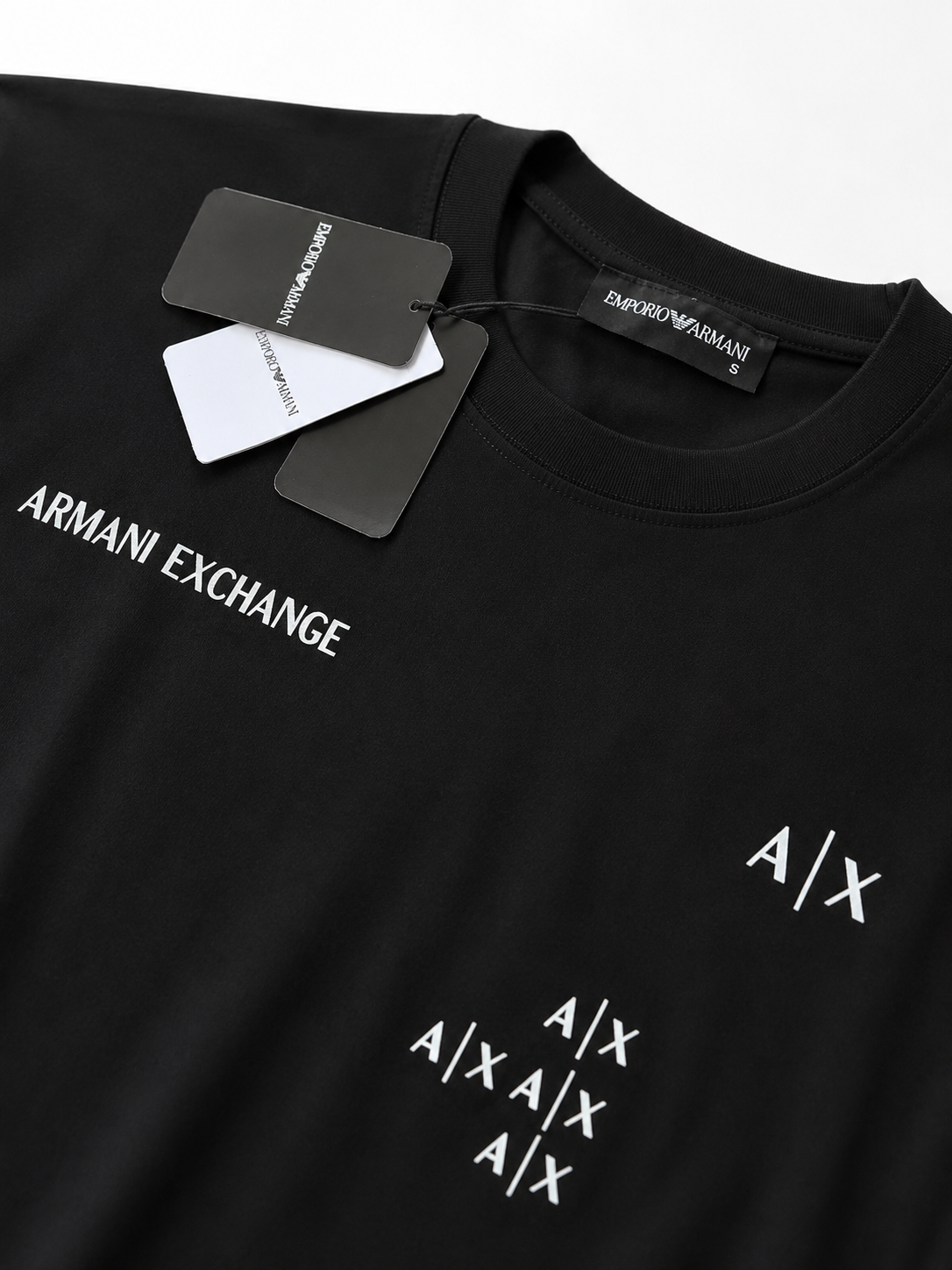 Armani Exchange Tricou Bărbați Negru din Bumbac Premium