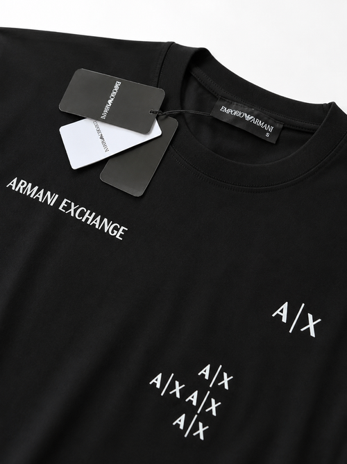 Armani Exchange Tricou Bărbați Negru din Bumbac Premium