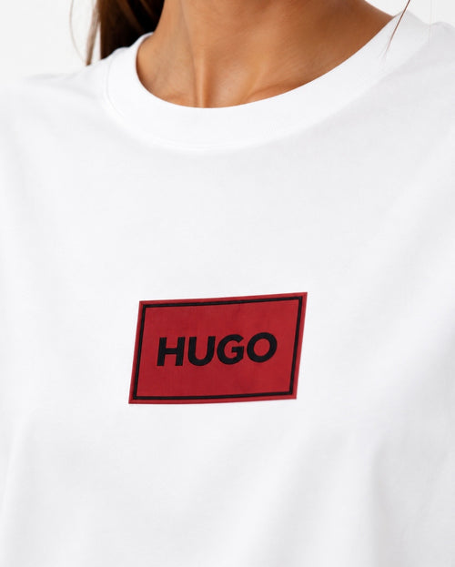 HUGO Tricou Alb Logo Roșu