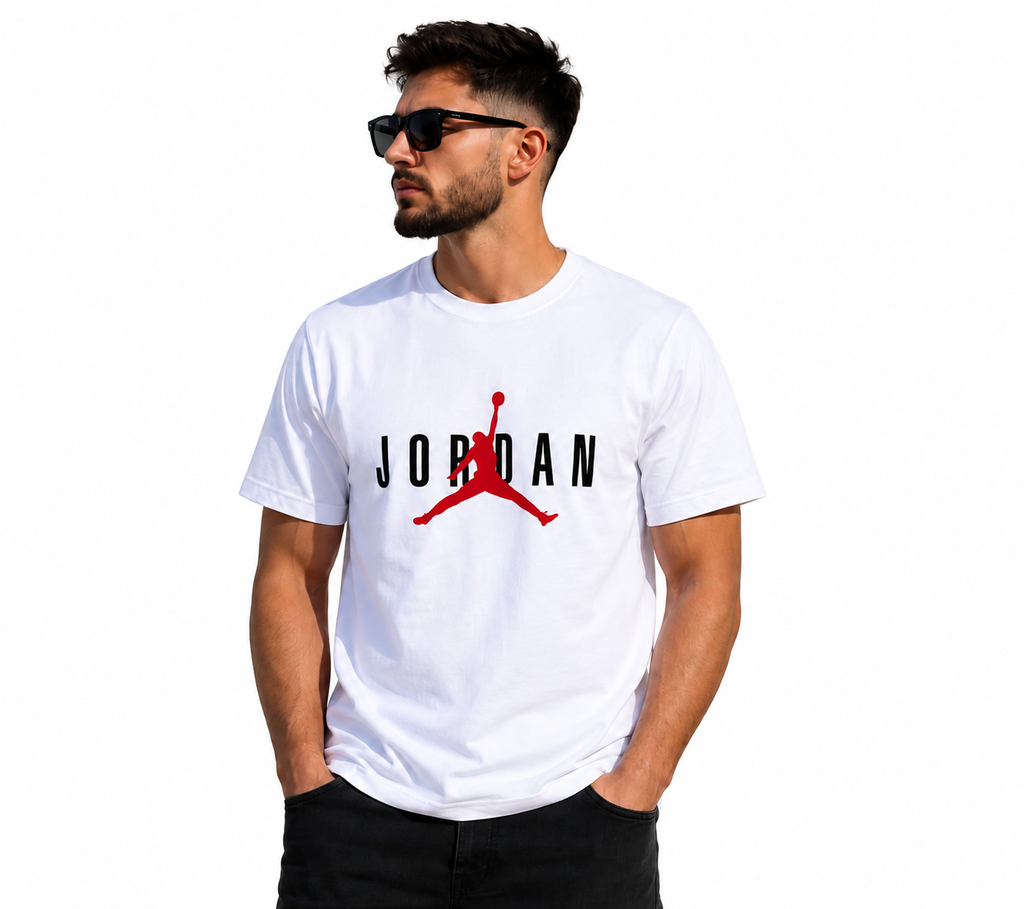 Jordan Tricou Alb Logo Roșu