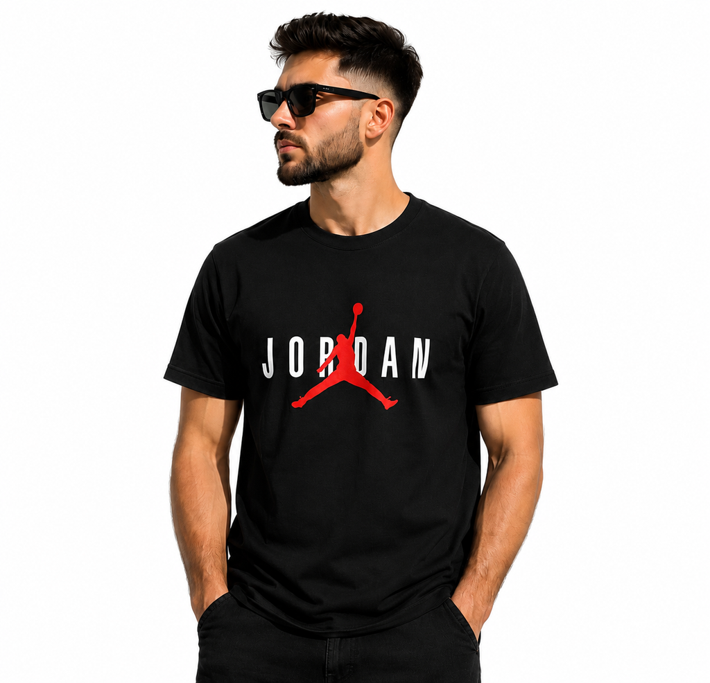 Jordan Tricou Negru Logo Roșu