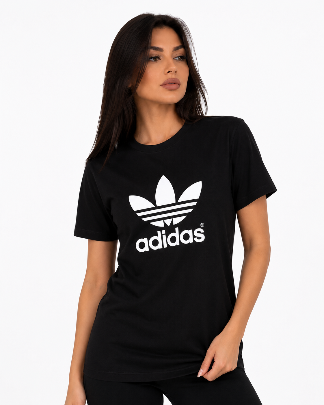Tricou Negru Adidas Logo – Damă