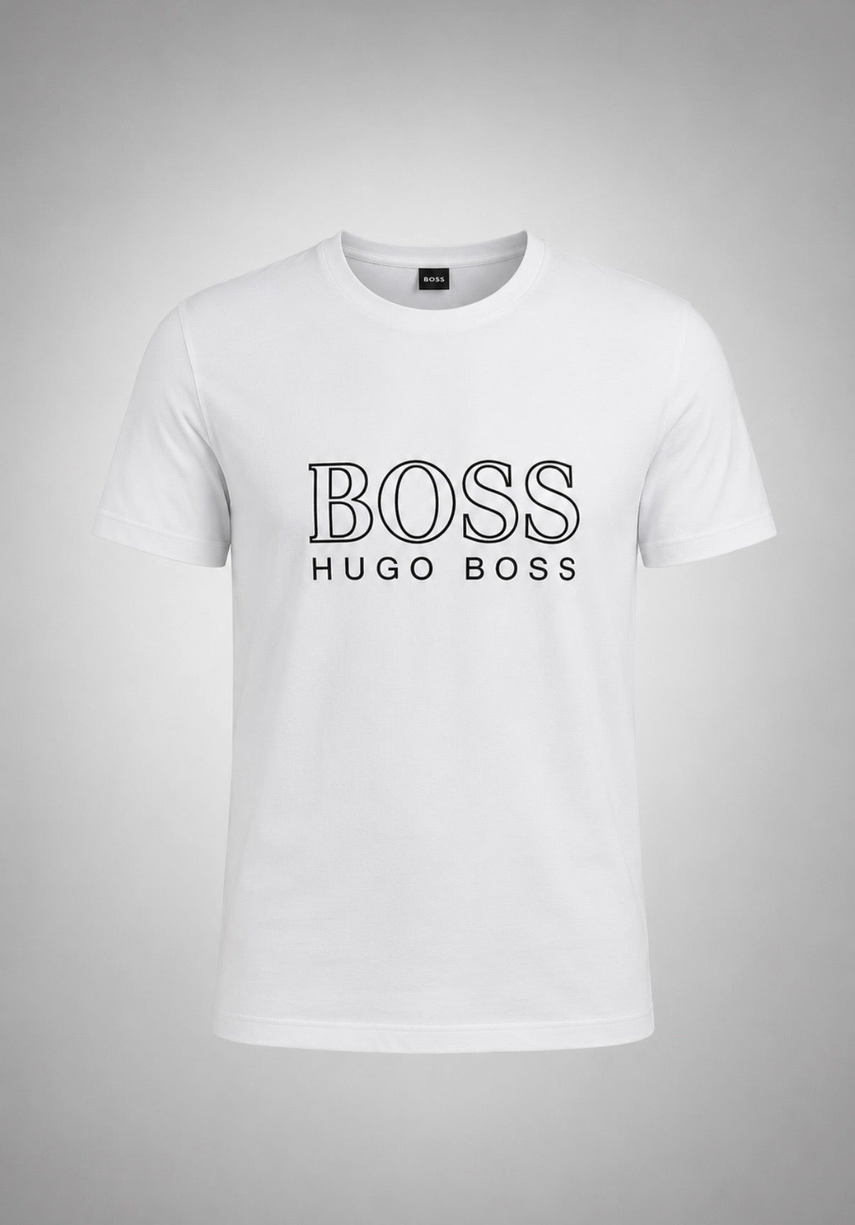 Boss Tricou Alb Logo Negru