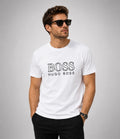 Boss Tricou Alb Logo Negru