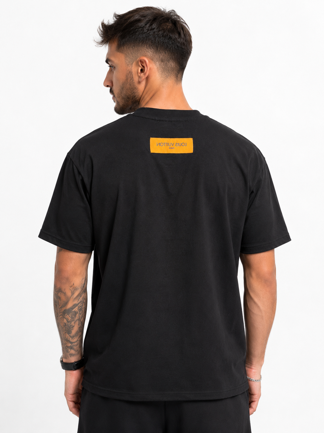 Louis Vuitton Tricou Bărbați Negru din Bumbac Premium