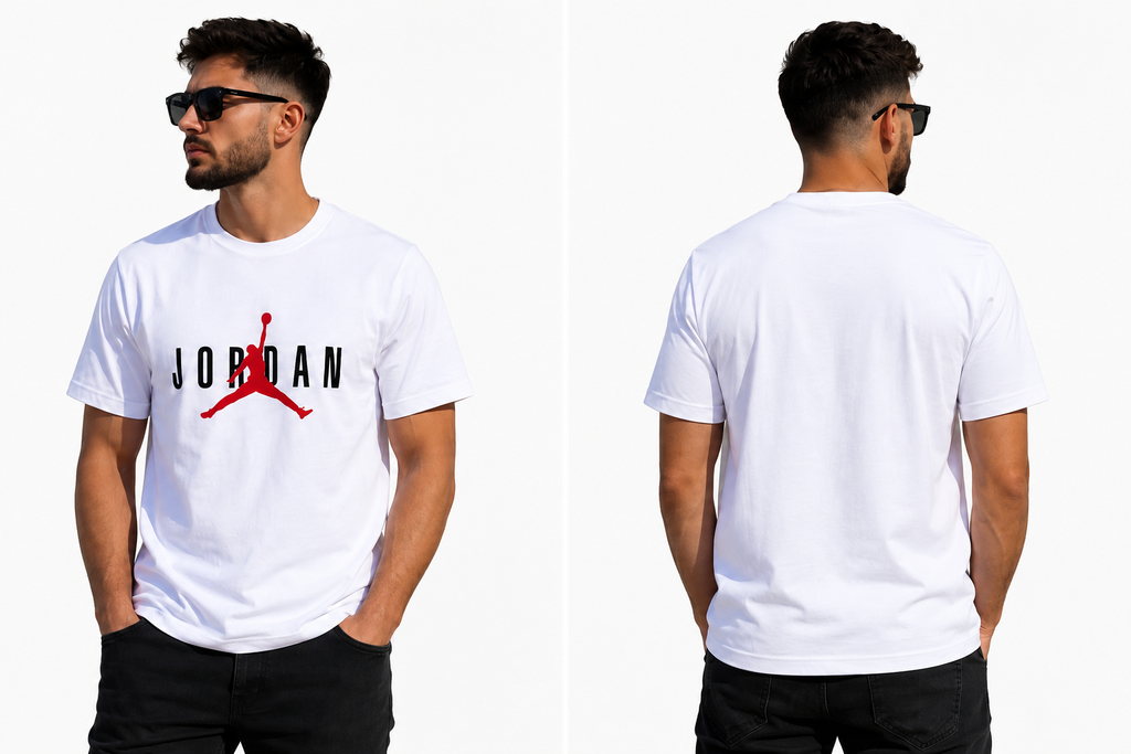 Jordan Tricou Alb Logo Roșu