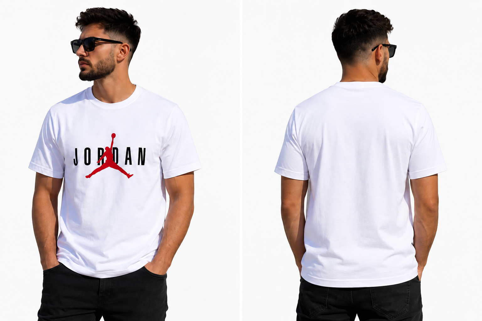 Jordan Tricou Alb Logo Roșu