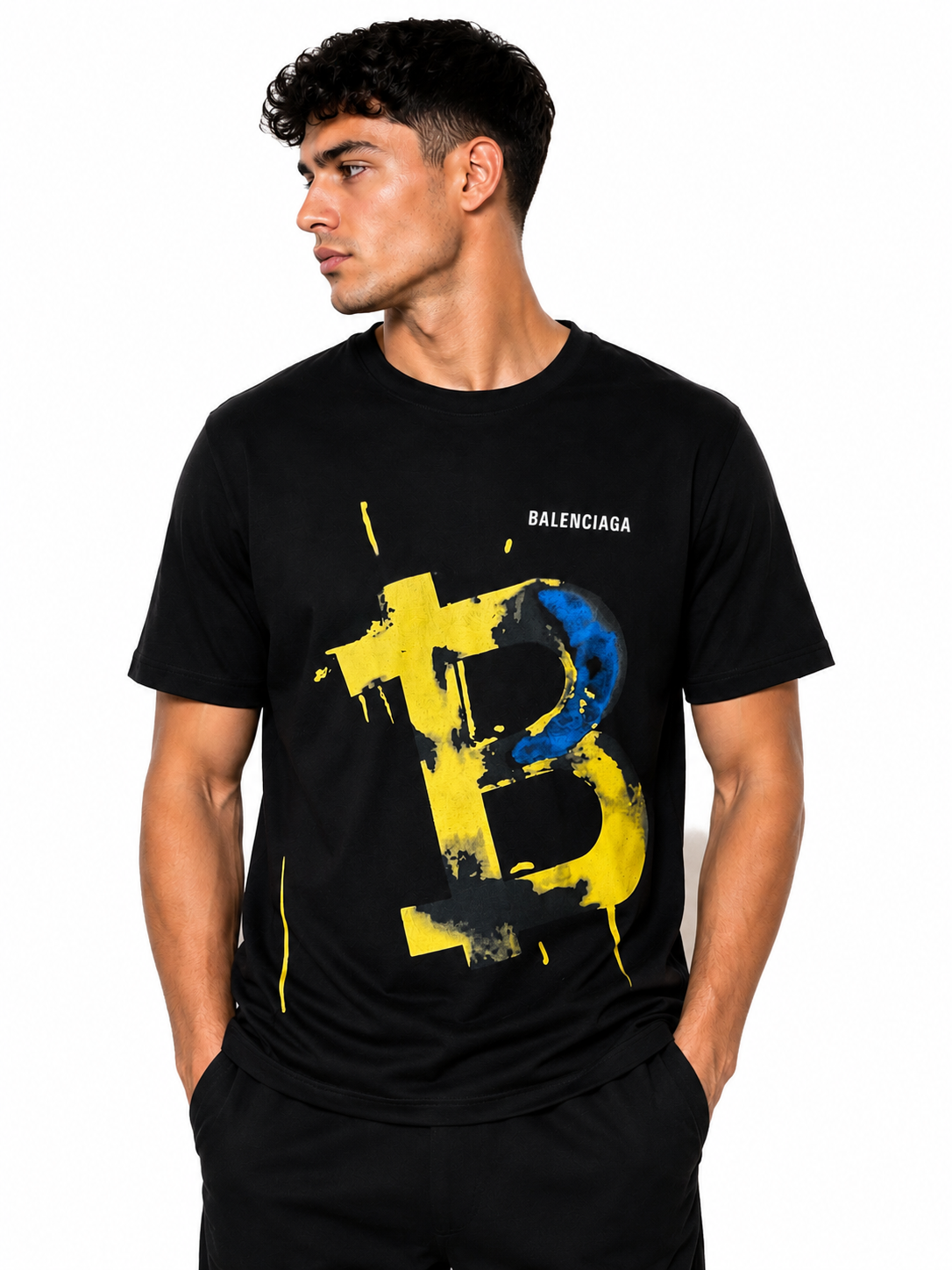 Balenciaga Tricou Bărbați Negru din Bumbac Premium