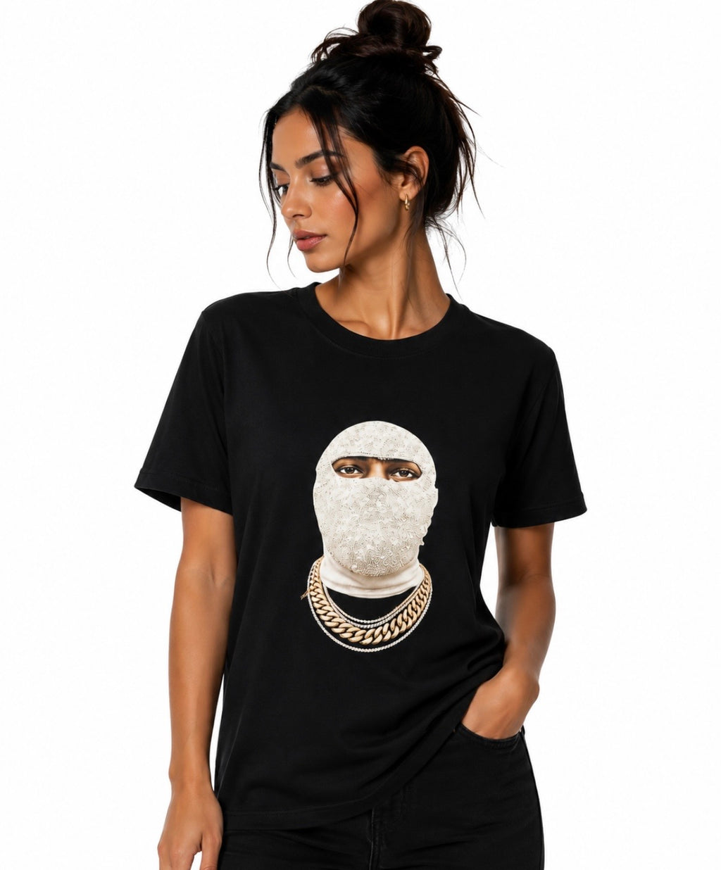 Tricou Damă Negru Imprimeu Grafic